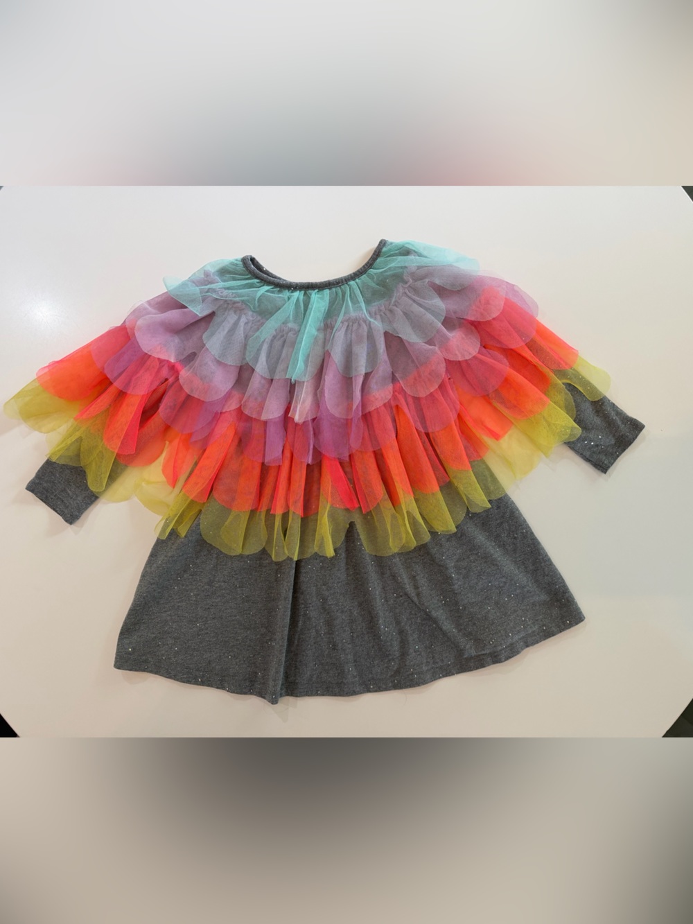 Girls Cat & Jack rainbow cape sparkle dress